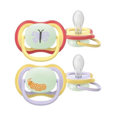 Philips Avent Ultra Air Fopspeen - 0-6 Mnd - 2 Stuks - Plant-based - Glow In The Dark