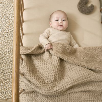 Meyco Baby Ledikantdeken Wafel Teddy Taupe 100 x 150 cm