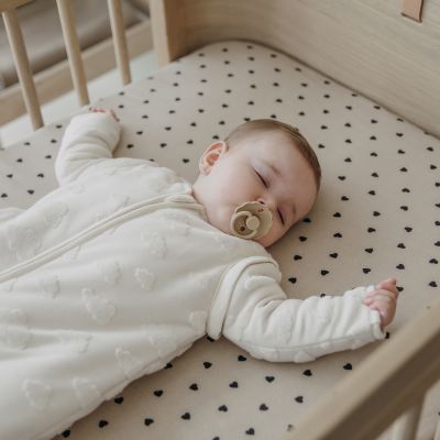 Meyco Hoeslaken Print -  40 x 80/90 cm - Jersey - Sweet Heart Soft Sand/Black 