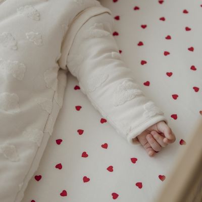 Meyco Hoeslaken Print - 60 x 120 cm - Jersey - Sweet Heart White/Red 