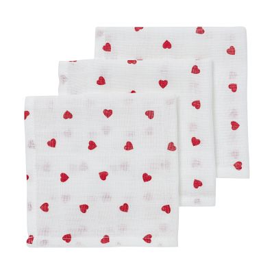Meyco Baby Monddoekjes tetra Sweet Heart Red 30 x 30 cm 3-Pack