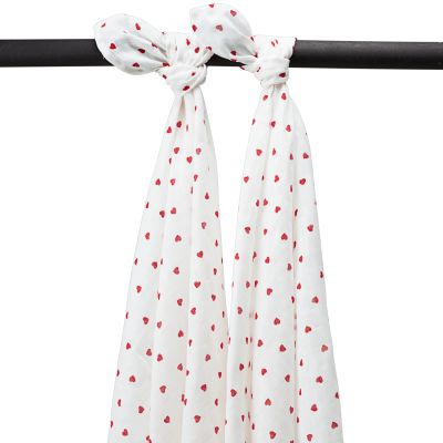 Meyco Baby Swaddle tetra Sweet Heart Red 120 x 120 cm 2-Pack Meyco Baby Swaddle tetra Sweet Heart Red 120 x 120 cm 2-Pack