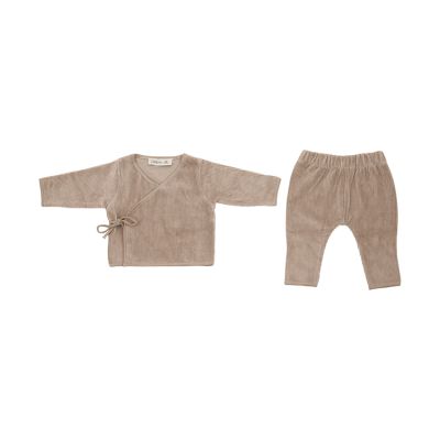 Witlof For Kids Velvet Rib Overslagtruitje + Broekje - Maat 50/56 - Urban Taupe Witlof For Kids Velvet Rib Overslagtruitje + Broekje - Maat 50/56 - Urban Taupe