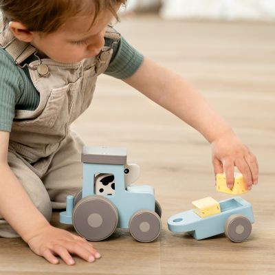 Done by Deer Houten Tractor - Tiny Farm Dotti - Blue Done by Deer Houten Tractor - Tiny Farm Dotti - Blue