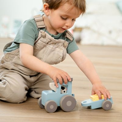 Done by Deer Houten Tractor - Tiny Farm Dotti - Blue Done by Deer Houten Tractor - Tiny Farm Dotti - Blue