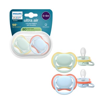 Philips Avent Ultra Air Fopspeen - 0-6 Mnd - 2 Stuks - Plant-based Philips Avent Ultra Air Fopspeen - 0-6 Mnd - 2 Stuks - Plant-based