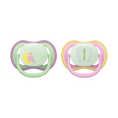Philips Avent Ultra Air Fopspeen - 6-18 Mnd - 2 Stuks - Plant-based - Glow In The Dark