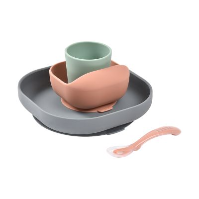 Beaba Siliconen Maaltijdkoffer - 4 stuks - Mineral / Terracotta