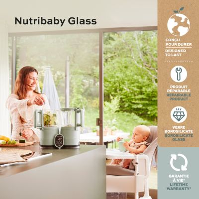 Babymoov Nutribaby Stoomkoker - Glass - Celadon Green Babymoov Nutribaby Stoomkoker - Glass - Celadon Green