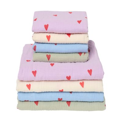 Studio Noos Swaddle - Light blue Hearts - 120x120 cm Studio Noos Swaddle - Light blue Hearts - 120x120 cm