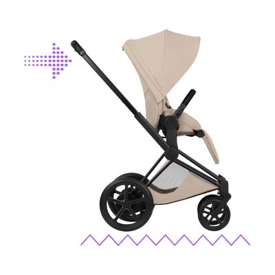 Cybex E-Priam 5 Style 2-in-1 Kinderwagen Matt Black - Cozy Beige