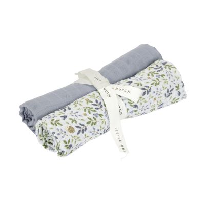 Little Dutch tetra Doek - Forest Adventure &amp; Denim Blue - 70x70 cm - 2 stuks