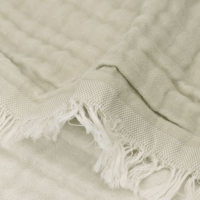 Jollein Ledikantdeken Fringe Olive Green / Ivory GOTS 120 x 120 cm Jollein Ledikantdeken Fringe Olive Green / Ivory GOTS 120 x 120 cm