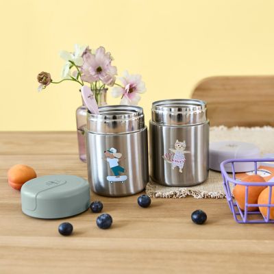 Lässig Tiny Team Dog Food Jar RVS - Groen Lässig Tiny Team Dog Food Jar RVS - Groen