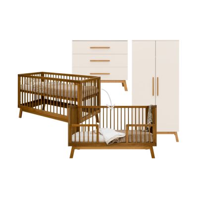 Bopita Ledikant 70 x 140 - Commode - 2-Deurskast - Kaleo - Dune /Rose Wood