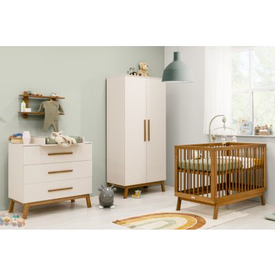 Bopita Ledikant 60 x 120 - Commode - 2-Deurskast - Kaleo - Dune/Rose Wood