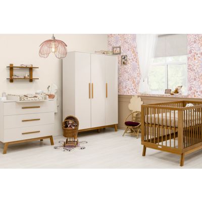 Bopita Ledikant 60 x 120 - Commode - 3-Deurskast - Kaleo - Dune/Rose Wood