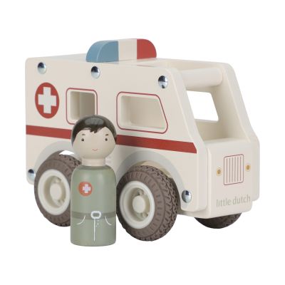 Little Dutch Ambulance Inclusief Pegdoll – Hout Little Dutch Ambulance Inclusief Pegdoll – Hout