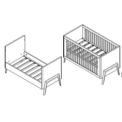 TWF Ledikant 70 x 140 Incl. Juniorzijde - Commode 3 Laden - Hanglegkast Larvik TWF Ledikant 70 x 140 Incl. Juniorzijde - Commode 3 Laden - Hanglegkast Larvik