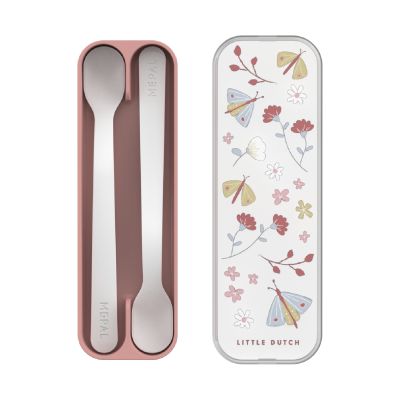 Mepal X Little Dutch Babylepel Set Mio Flowers &amp; Butterflies 2 stuks