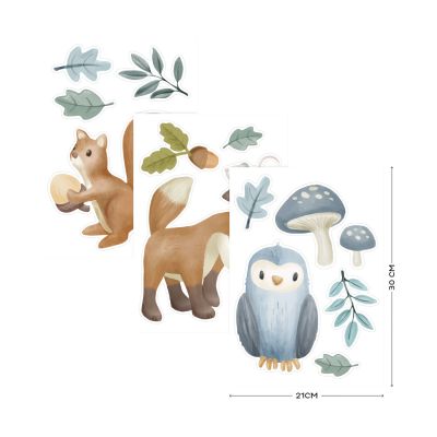 Little Dutch Muurstickers Forest Friends - 3x A4 Size Sheets Little Dutch Muurstickers Forest Friends - 3x A4 Size Sheets