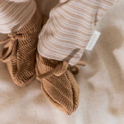Little Dutch Safari Friends Gebreide Slofjes - Maat 44/56 - Soft Tan  