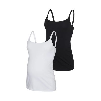 MAMA.LICIOUS Zwangerschapstop - Kerrie - 2-Pack - Maat S - Black/Snow White MAMA.LICIOUS Zwangerschapstop - Kerrie - 2-Pack - Maat S - Black/Snow White