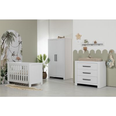 Interbaby Ledikant 70 x 140 - Commode 3 Laden - Hanglegkast 2-Deurs Malmo Wit