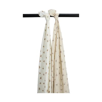 Meyco Baby Gingko Swaddle - 2-pack - Offwhite/Soft Sand - 120x120 cm