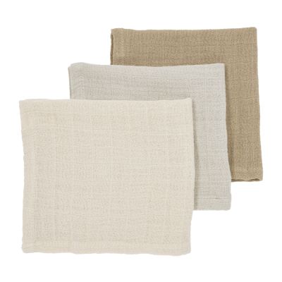 Meyco Monddoek tetra Pre-Washed Uni Soft Sand/Greige/Taupe 30 x 30 cm 3-Pack