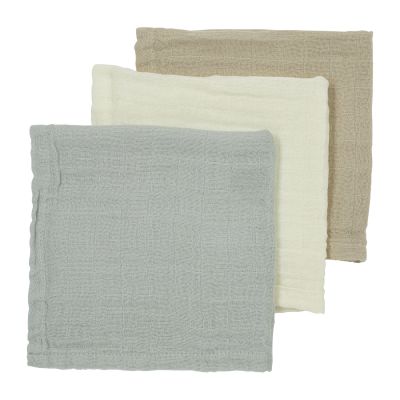 Meyco Monddoek tetra Pre-Washed Uni Offwhite/Light Grey/Toffee 30 x 30 cm 3-Pack
