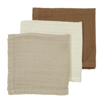 Meyco Monddoek tetra Pre-Washed Uni Offwhite/Sand/Toffee 30 x 30 cm 3-Pack