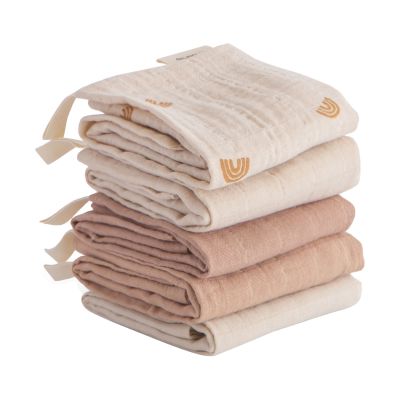 Mushie Mouth Cloth Muslin Cotton Rainbow Blue 5-Pack