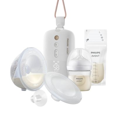 Tire-lait Philips Avent - mains libres simple face + pochette de conservation du lait