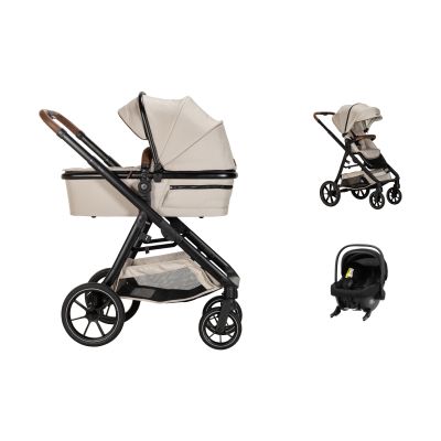 Qute Q-Journey 3-in-1 Kinderwagen Taupe - Jix Autostoel Zwart Qute Q-Journey 3-in-1 Kinderwagen Taupe - Jix Autostoel Zwart