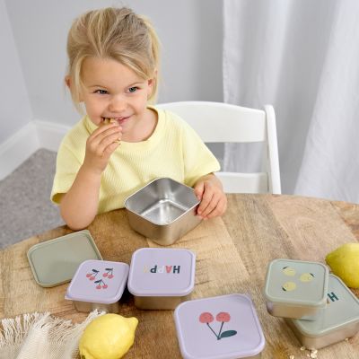 Lässig Snackbox RVS Happy Fruits Cherry 3 Stuks Lässig Snackbox RVS Happy Fruits Cherry 3 Stuks