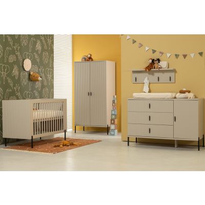TWF Ledikant 60 x 120 - Commode XL 3 Laden 1 Deur - Hanglegkast 2 Deuren Waves Clay