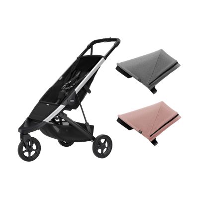 Thule Spring Buggy Black Incl. Zonnekap Grey Melange en Misty Rose