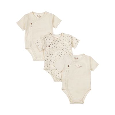 Dirkje Romper Overslag Korte Sleeve Off White 3-Pack