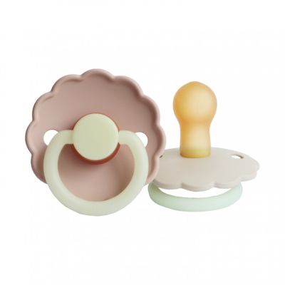 FRIGG Daisy Glow In The Dark Fopspeen - 2 Stuks - 0-6 Mnd - Cream/Blush