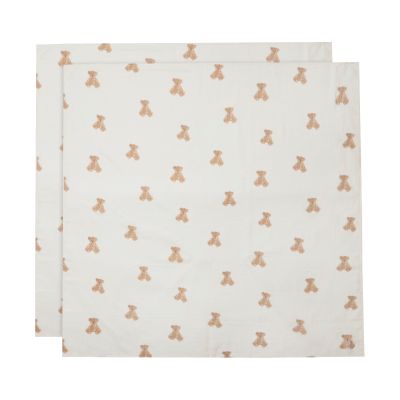 Jollein tetra Multidoek Teddy Bear 115x115cm 2-Pack