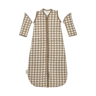 Meyco Vichy Square Gevoerde Slaapzak Met Afritsbare Mouwen - 60 cm - Jersey - Dark Taupe Meyco Vichy Square Gevoerde Slaapzak Met Afritsbare Mouwen - 60 cm - Jersey - Dark Taupe