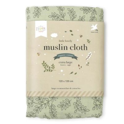 A Little Lovely Company Leaves Tetra Doek XL - Sage A Little Lovely Company Leaves Tetra Doek XL - Sage