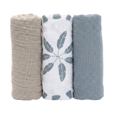 Noukie's Moon Feathers Tetra Doeken - 3 Stuks - 70 x 70 cm - Beige/Blauw