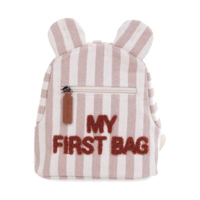Sac à dos Childhome My First Bag Stripes Electric Nude / Terracotta