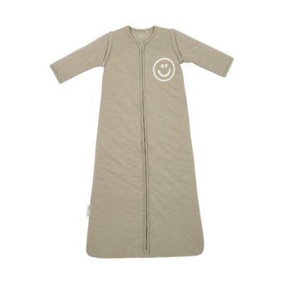 Meyco Baby Sleeping Bag With Removable Sleeves Slub With Smile Applique Taupe / Offwhite 70 cm