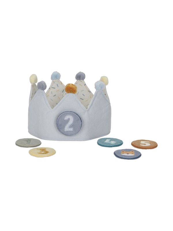 URAQT Verjaardagshoed voor kinderen, kroon verjaardag kinderen met verwisselbare cijfers van 0 tot 9, stof, verjaardagsfeesthoed voor kinderen, Wit, 56cm x 18cm