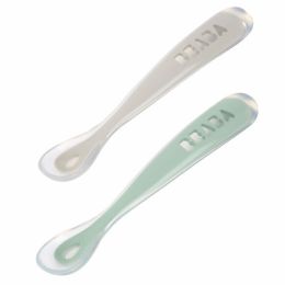 Béaba Lepel Set Siliconen Velvet Grey/Sage Green 4+ Maanden (2 Stuks)