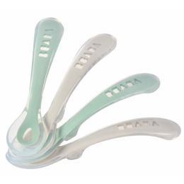 Béaba Lepel Set Siliconen Velvet Grey/Sage Green 8+ Maanden (4 Stuks)