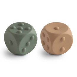 Mushie Dobbelsteen Siliconen Dried Thyme/Natural (2 stuks)